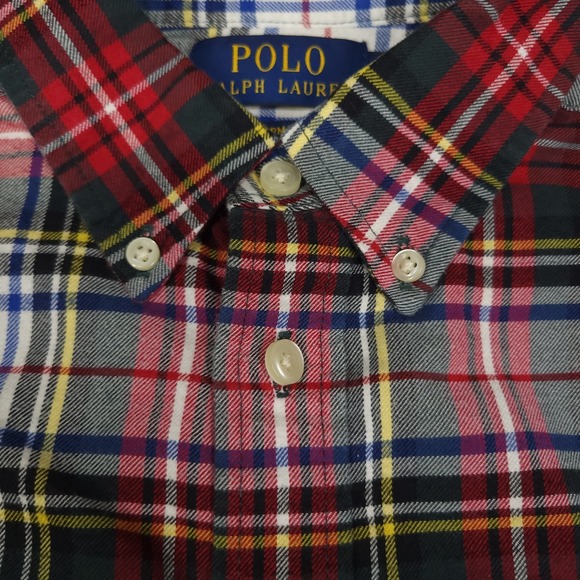 Polo Ralph Lauren Dress Shirt Youth 12-14 Large Long Sleeve Button Up Red Plaid - Picture 3 of 12